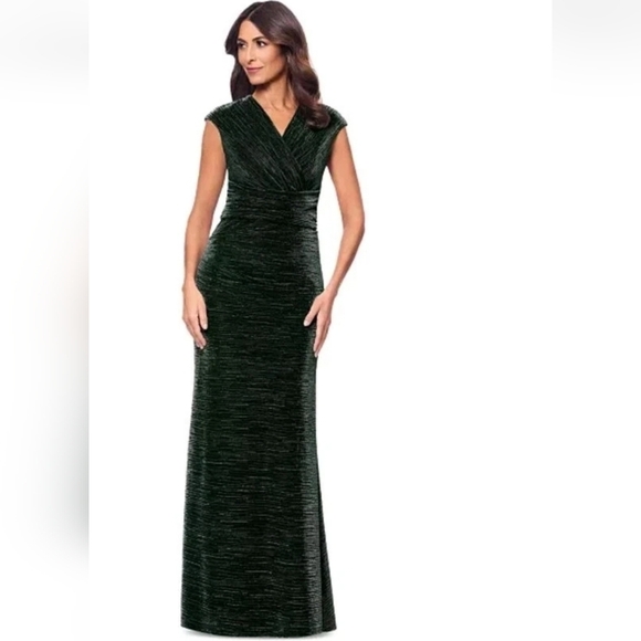 Betsy & Adam Dresses & Skirts - $269 Betsy & Adam Metallic Cap-Sleeve Surplice Gown Sz 12 Green Women Wedding